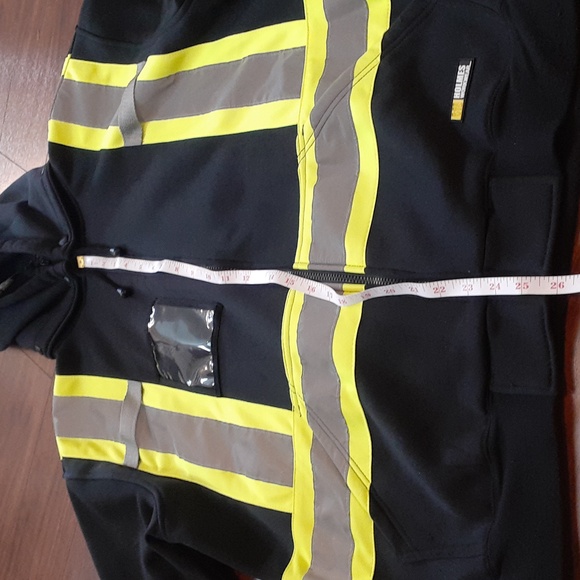 Holmes Workwear Black Zip Up Hoodie Sweatshirt Yellow Silver Reflective Hi Vis - Picture 15 of 15